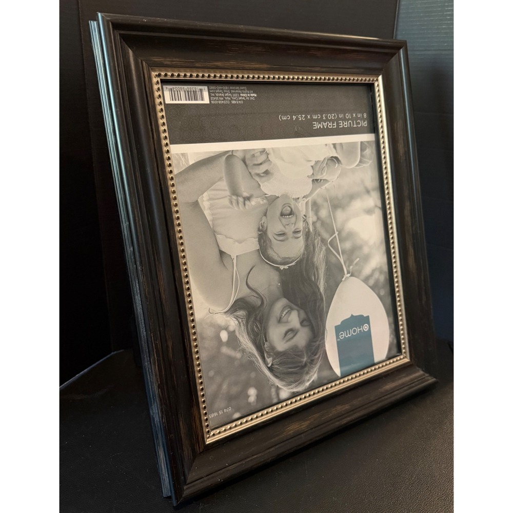 Threshold Home 8x10 Picture Frame Black Beaded Silver Inner Border Traditional